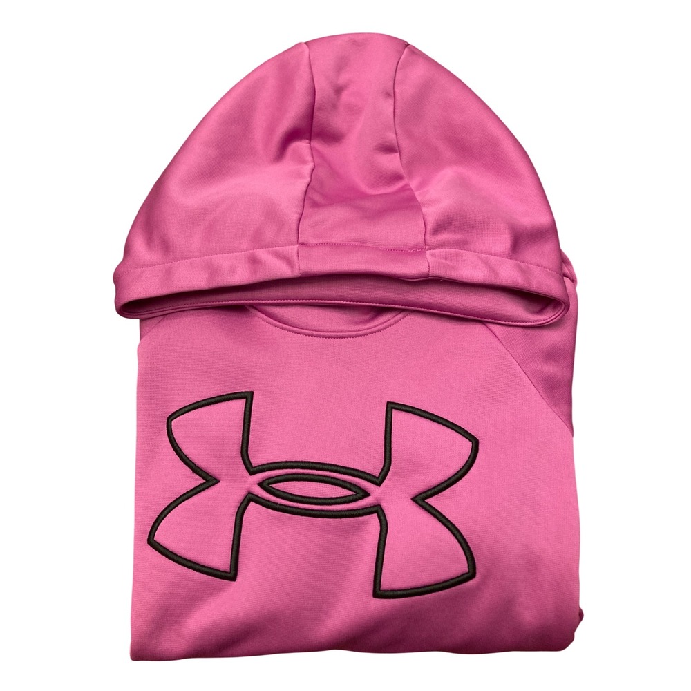 Under Armour Womens ColdGear Pink Funnel Neck Pullover Hoodie Loose Fit Large - Picture 3 of 6